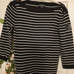 LRL Lauren Jeans CO. Ralph Lauren Striped Black Sweater Womens Size L